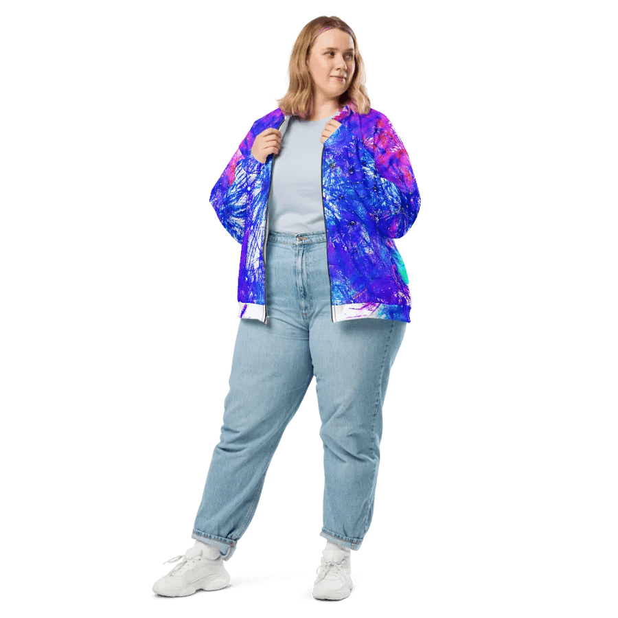 Abstract Bright Neon Dandelion Seeds Unisex Bomber Jacket product image (10)