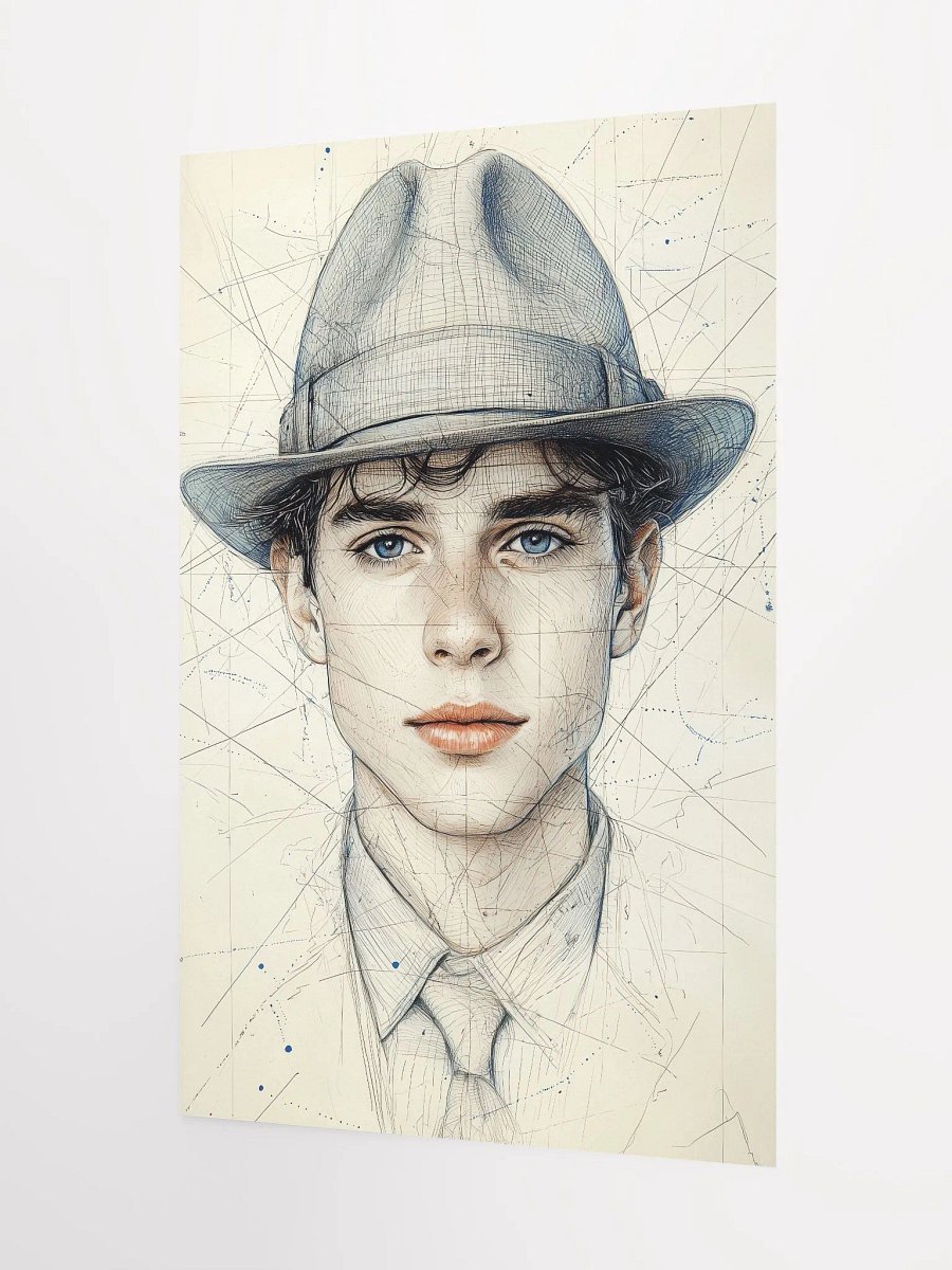 Classic Elegance: Line Art Portrait of a Man in a Fedora product image (3)