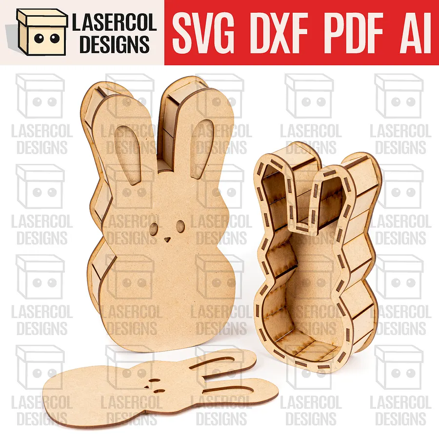 Easter Bunny Shaped Boxes Set 1 - Laser Cut Files product image (1)
