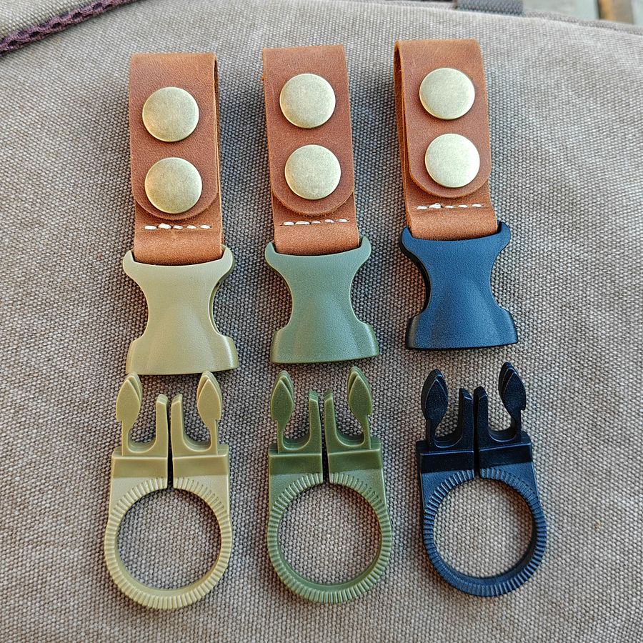 MEEBOY 3 Pcs handmade leather water bottle carabiner, water bottle holder for Outdoor Camping Hiking Traveling product image (6)