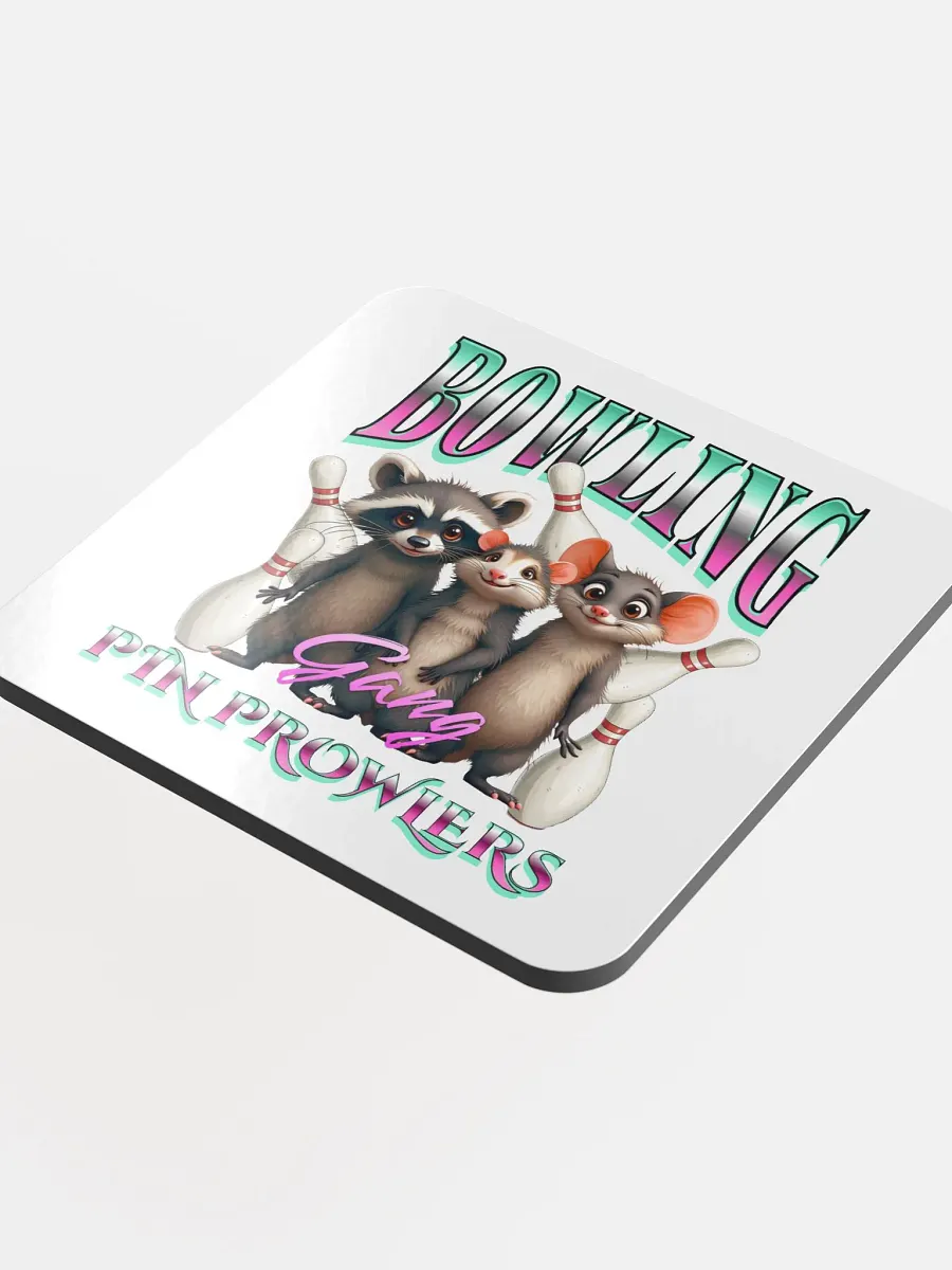 Bowling Gang Pin Prowlers Raccoon Cork Coaster Set product image (1)