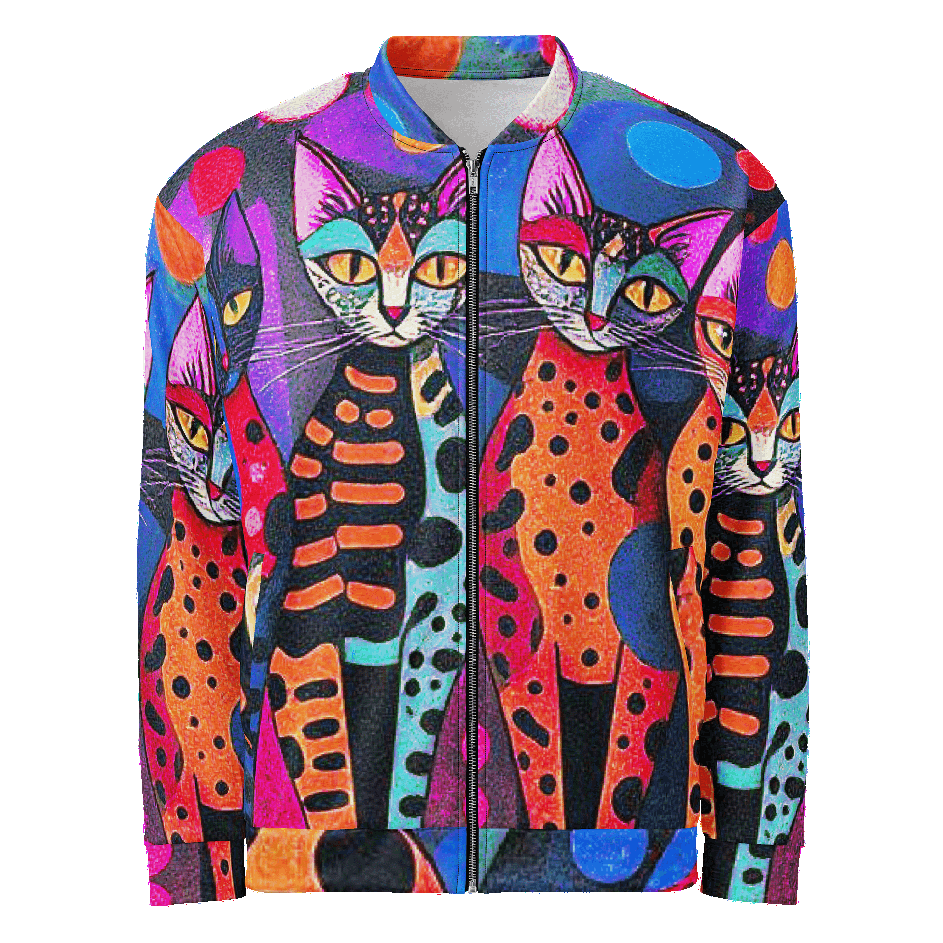Orange Cats Bomber Jacket product image (1)