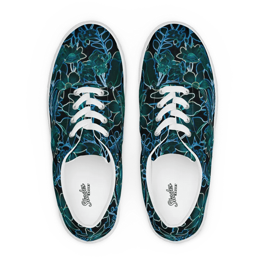 Trippy Floral Teal /Women's Lace-Up Canvas Shoes by Allcolor product image (1)