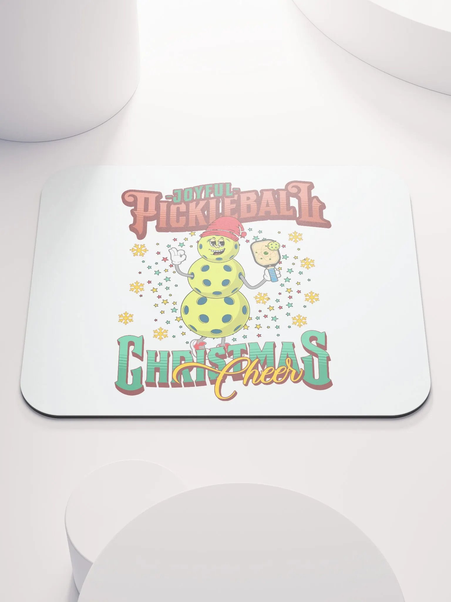 Joyful Pickleball Christmas Cheer Snowman Paddle Mouse Pad product image (1)
