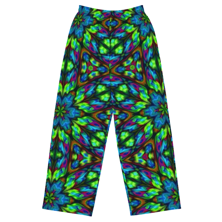 Green Blue Geometric Kaleidoscope Wideleg Pants product image (2)