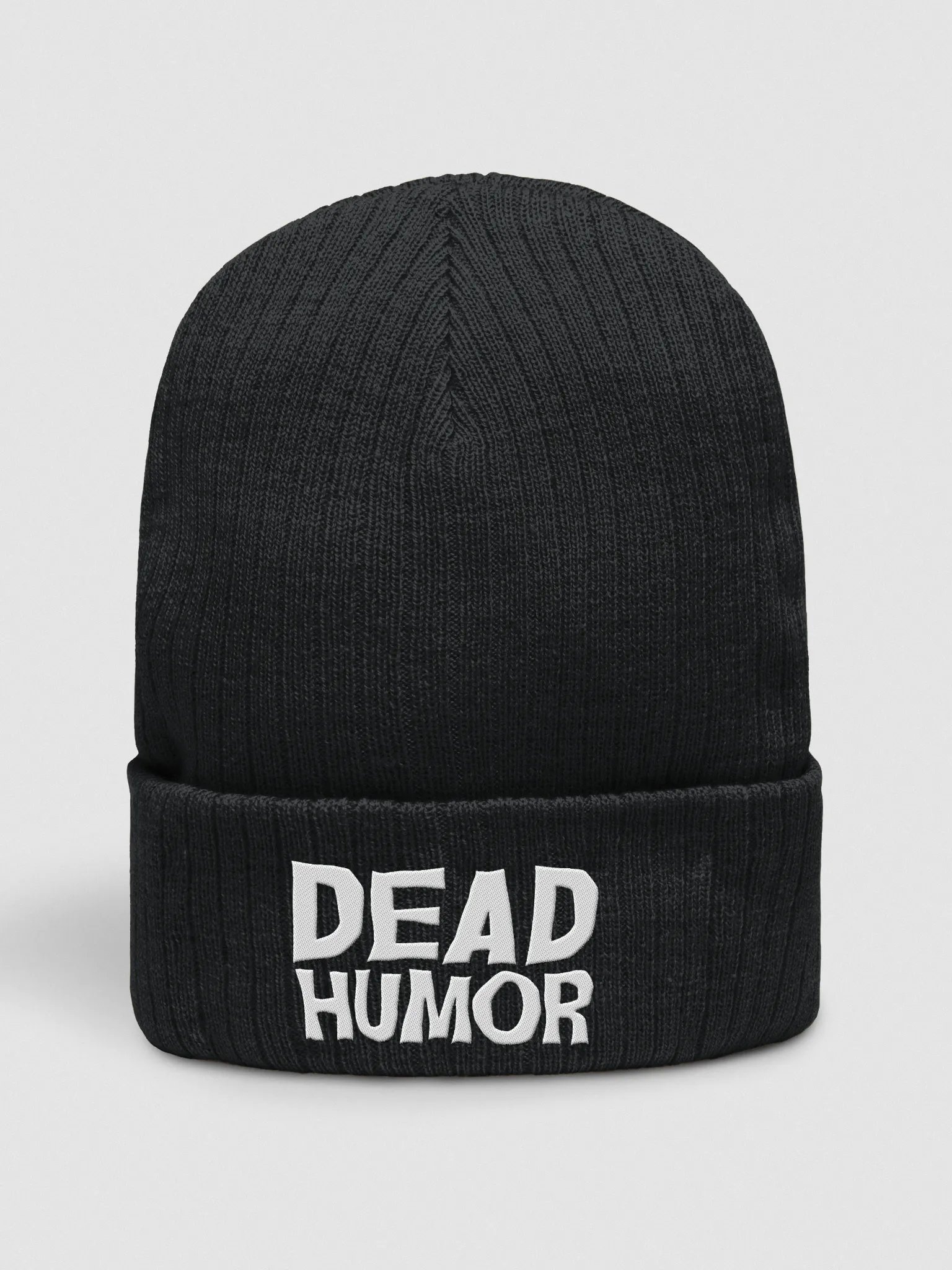 Dead Humor Spooky Text Black Embroidered Beanie product image (1)