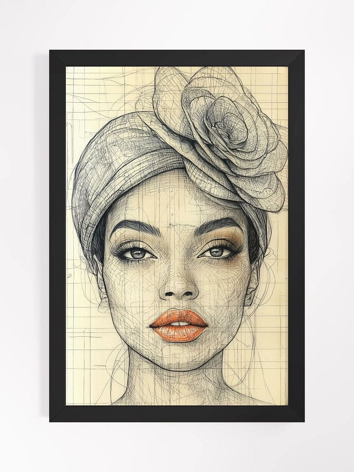 Classic Chic: Retro Portrait Art Print of a Woman in a Spectator Hat product image (1)