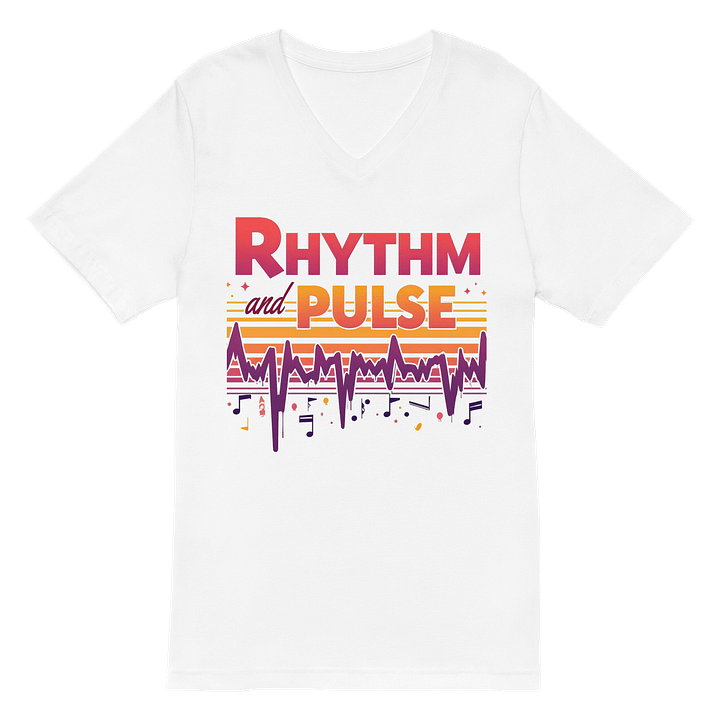 Vibrant Soundwave Rhythm V-Neck Tee product image (2)