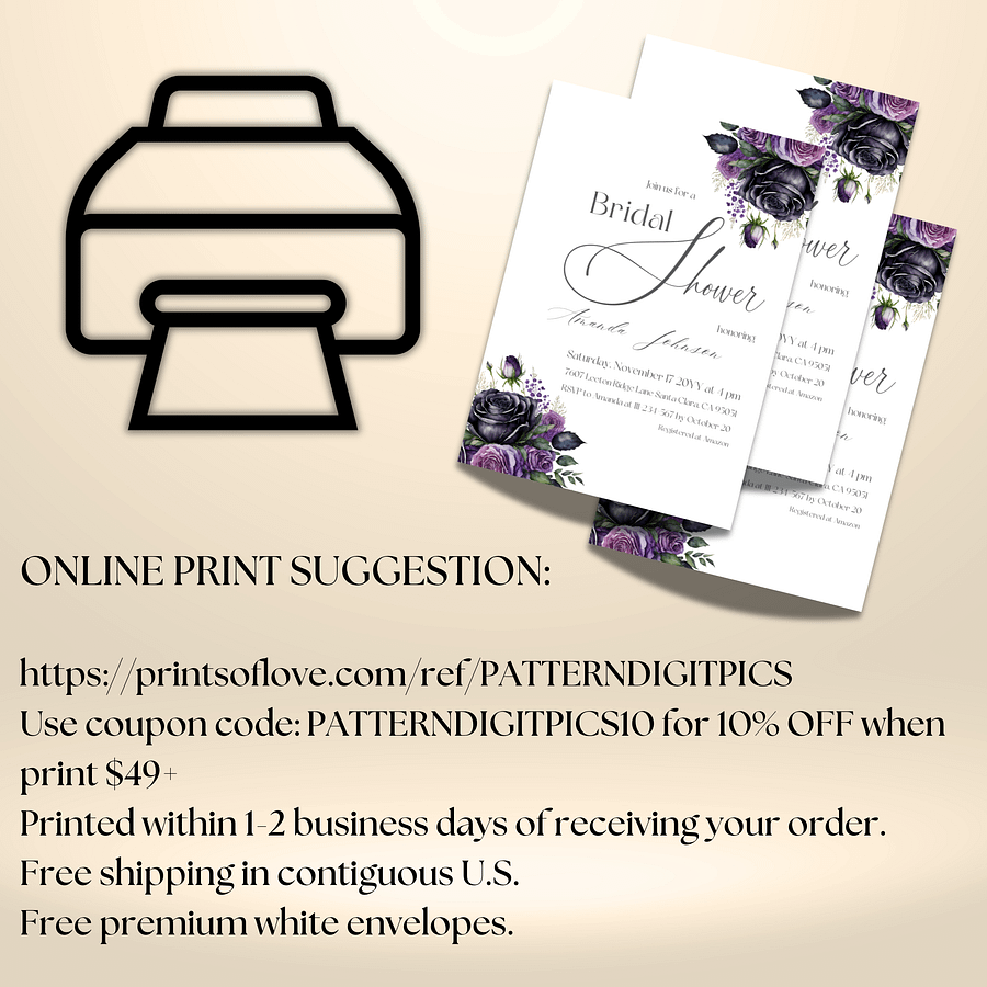 Rustic Bridal Shower Invitation, Black Rose Floral Wedding Shower Invite Canva Template, Printable Garden Party Theme Idea, Digital Download product image (10)