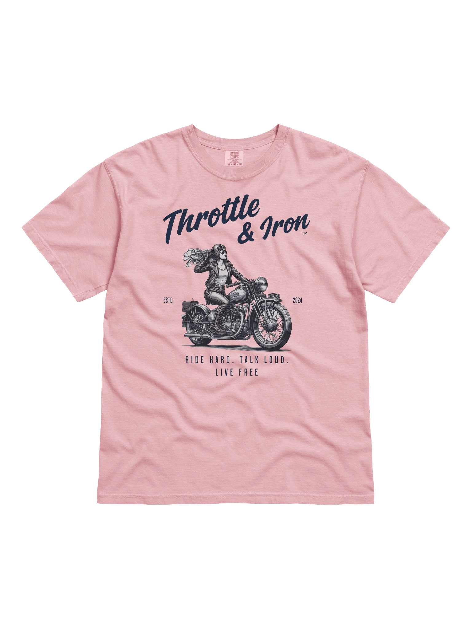 Throttle & Iron “Retro Women Rider” Tee — Classic Cruiser Edition product image (1)