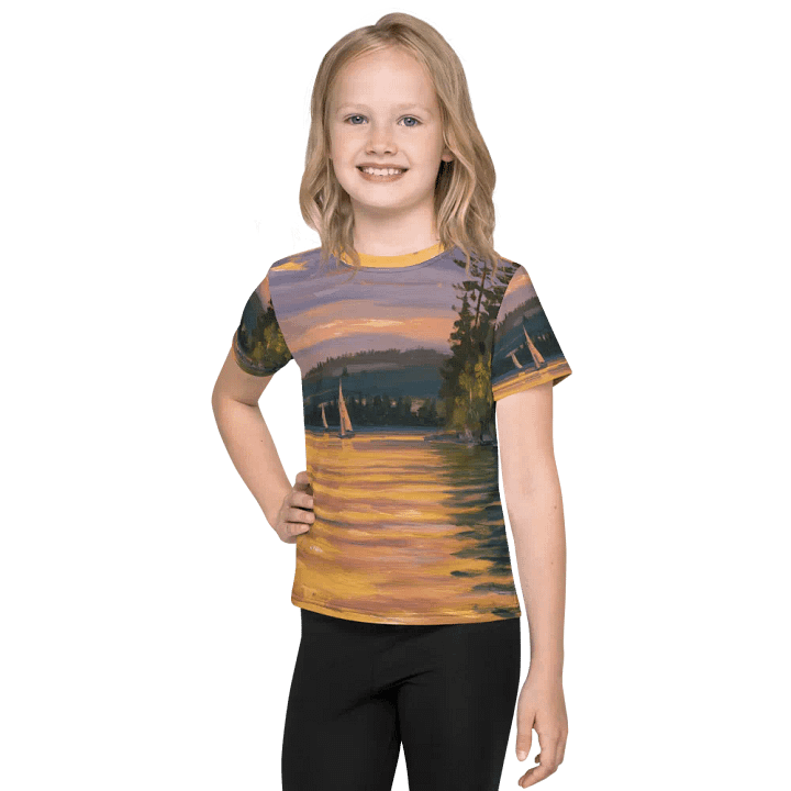 Sunset Lake Sailing, Unisex Kids Crew Neck T-shirt product image (1)
