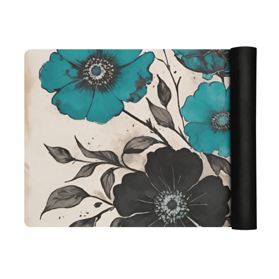 Vintage Teal Blossom Yoga Mat product image (3)
