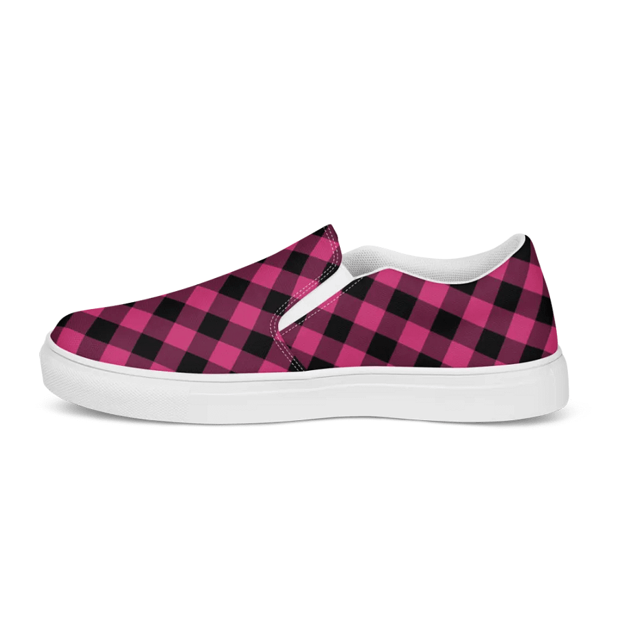 Pink Buffalo Plaid Women's Slip-On Shoes product image (6)