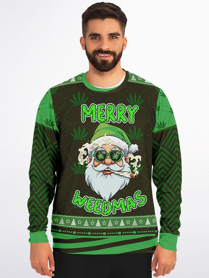 “Merry W**dmas” Funny Santa Christmas Sweatshirt | 420 Holiday Party Jumper | Unisex W**d Xmas Ugly Sweater product image (1)