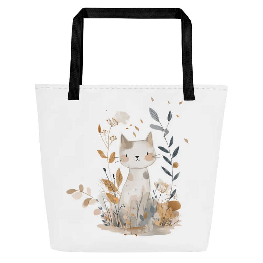 Cute Cat and Foliage Tote Bag product image (3)