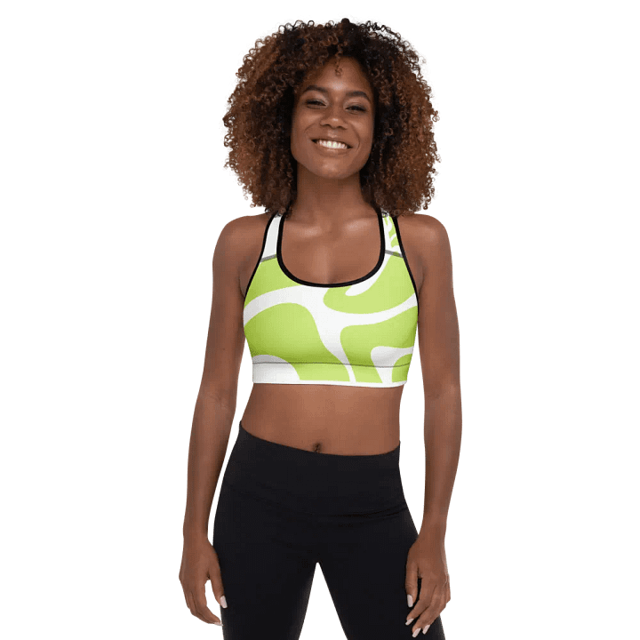 Woman Active Wear Padded Sports Bra Green Abstract product image (1)