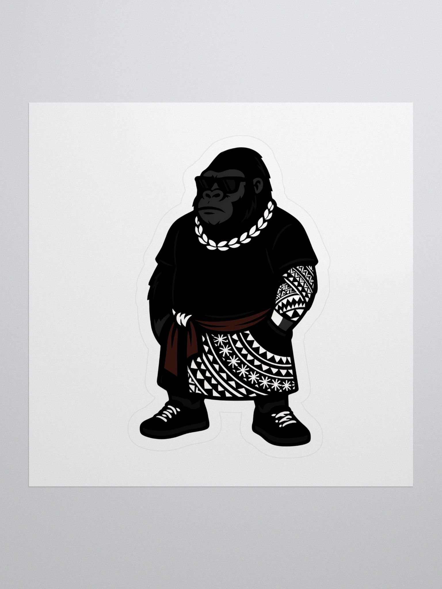 Samoan Gorilla Kiss-Cut Sticker – Tribal Lava Lava Urban Island Design | Polynesian Streetwear Vibes by ASP Apparel product image (1)