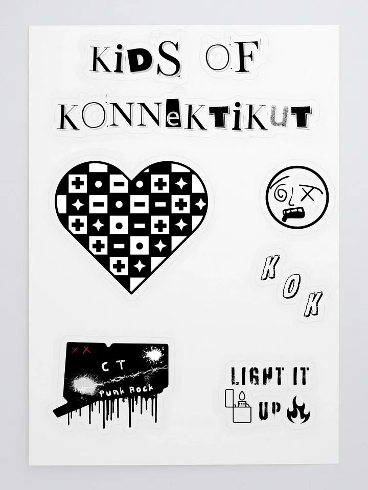 Kids of Konnektikut Sticker Sheet (Black and White) product image (1)