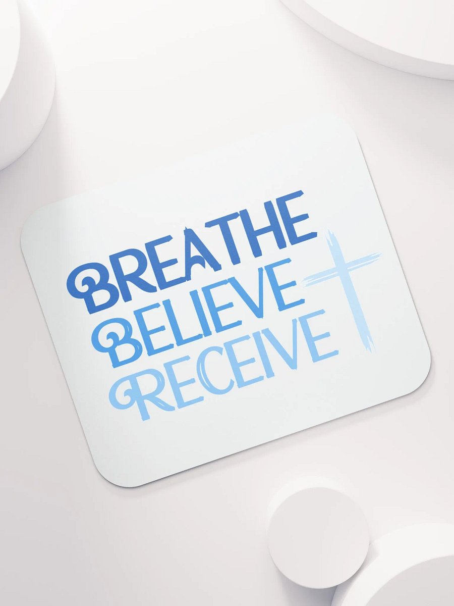 Breathe Believe Receive Classic Mouse Pad, Inspirational Motivational, Self-Affirmation, Positive Vibes, Gift Idea product image (7)