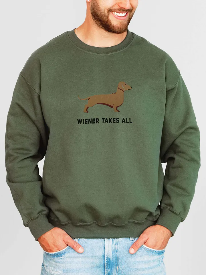 Wiener Takes All Sweatshirt (Embroidered) of a Dachshund(Tan) product image (2)