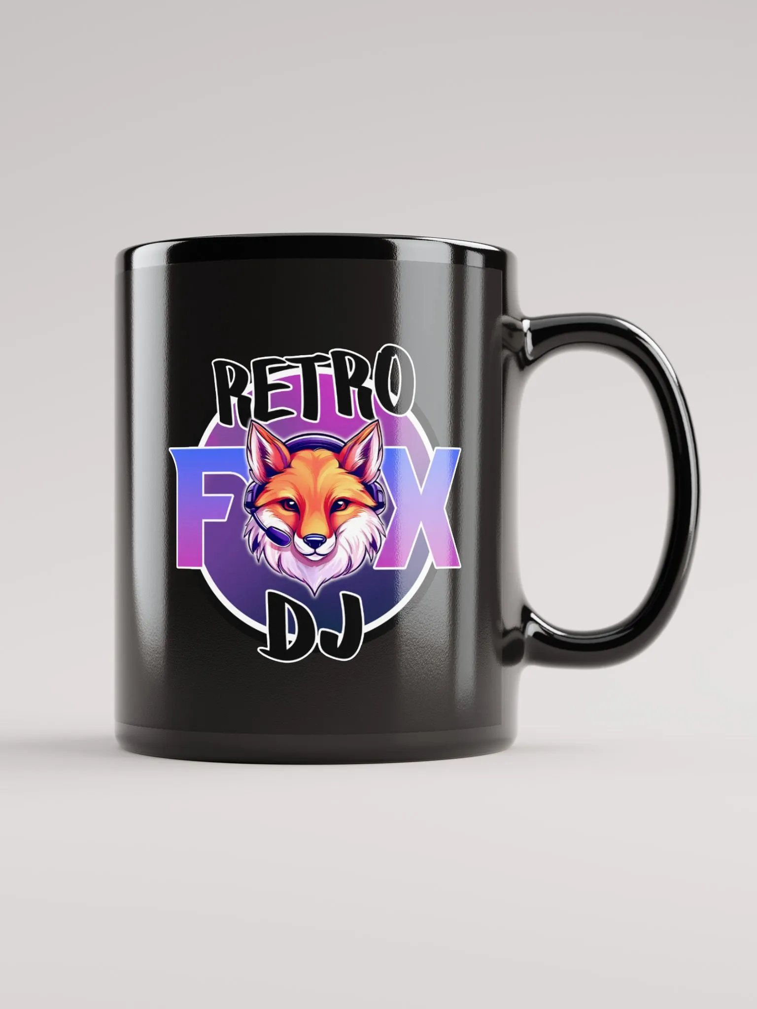 Retro Fox Logo Black Glossy Mug product image (3)