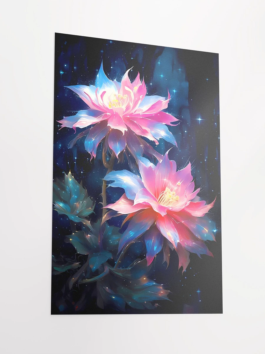 Galactic Blossoms Poster: Iridescent Flowers Amidst Starlight Matte Poster product image (4)