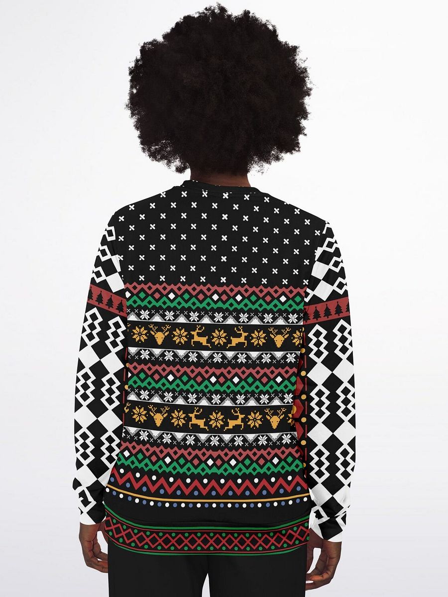 Naughty & Nice Tattooed Santa Ugly Christmas Sweater - Cool Santa with Sunglasses Fair Isle Knit Holiday Jumper product image (8)