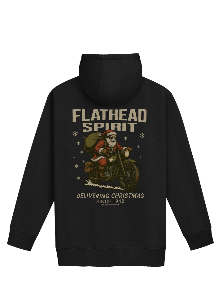 Throttle and Iron “Flathead Spirit” Christmas Hoodie — Vintage 1942 Edition product image (4)