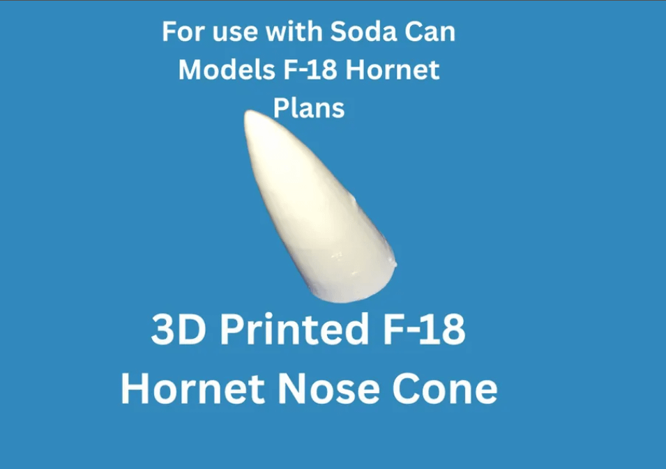 3D Printed F-18 Hornet Nose Cone for Soda Can Airplane | Fits FA-18 Soda Can Model Plans | DIY Soda Can Model Kit Part product image (1)