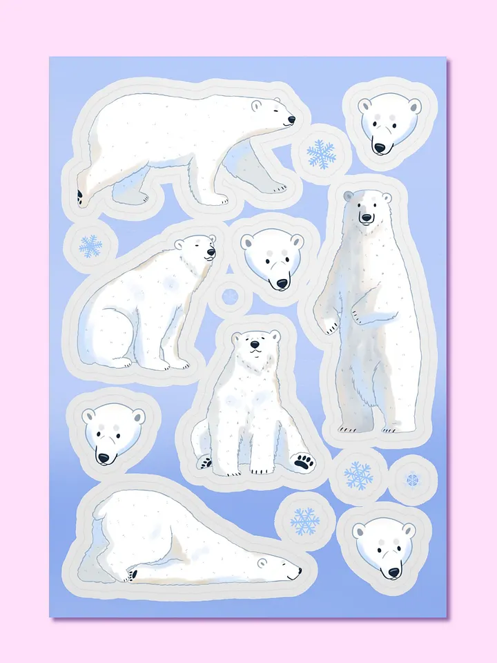 Polar Bears Kiss Cut Sticker Sheet product image (1)