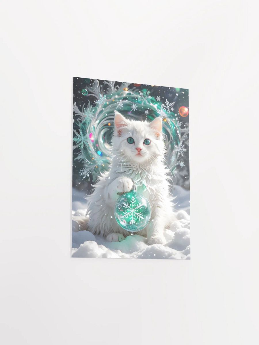 White Kitten with Snowflake Ornament Poster product image (9)