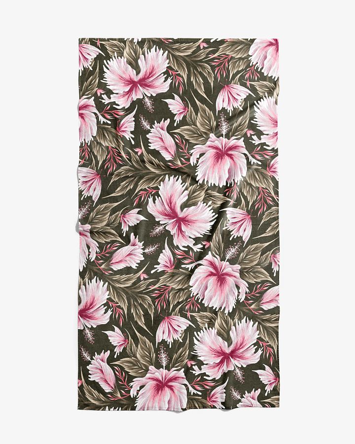 Beach Towel - Hibiscus & Butterflies / Light Pink & Khaki product image (1)
