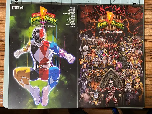 These covers for the #MMPR 30th Anniversary comic from @boom_studios are amazing, can’t wait for my 1:30 and Sketch Ellis var...