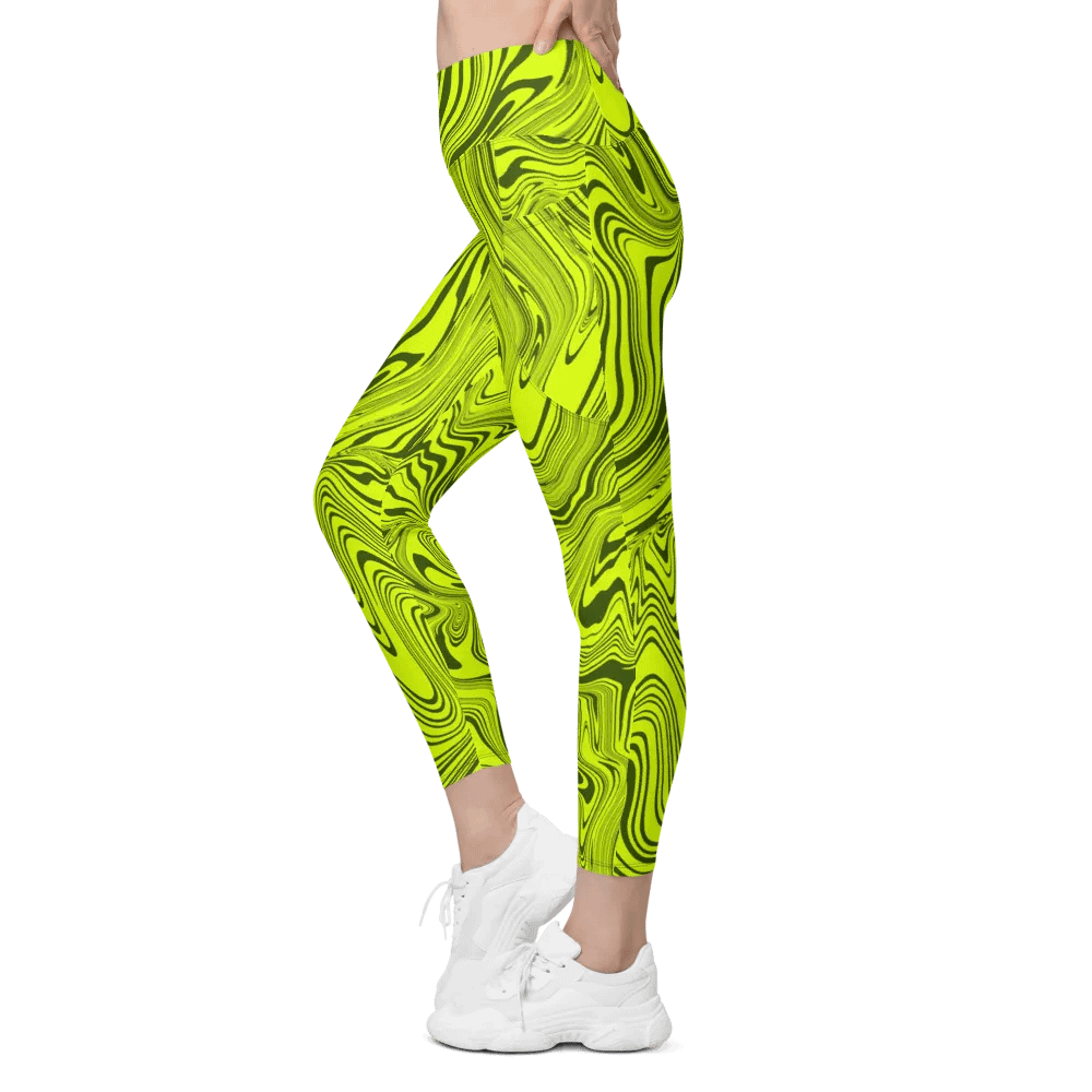 Leggings with Pockets - Abstract Yellow Swirls product image (5)