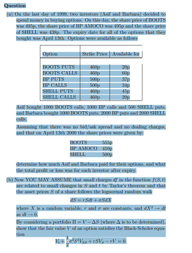 TD - Profit or loss on options and the Black-Scholes equation product image (1)