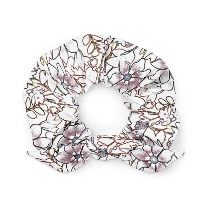 Line art Brown and White Floral/All-Over Print Scrunchie by Sublicolor product image (1)