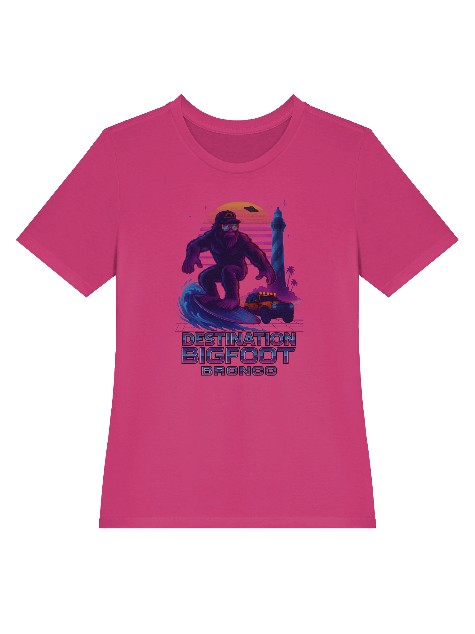 Destination Bigfoot Bronco Synthwave Bella+Canvas Women's Supersoft Relaxed-fit T-Shirt (Multiple Colors Available) product image (34)