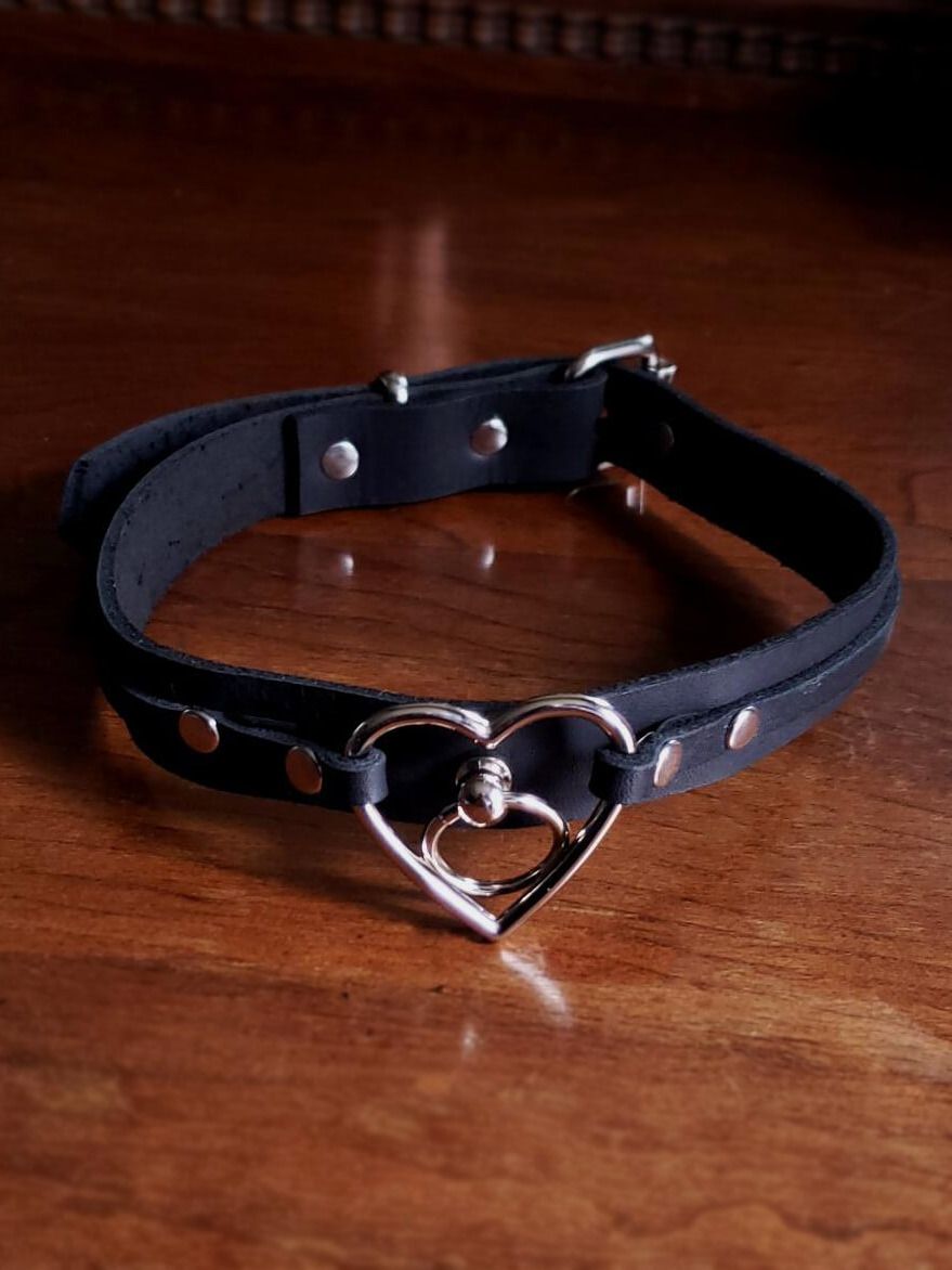 Black and silver heart collar (custom order) product image (2)