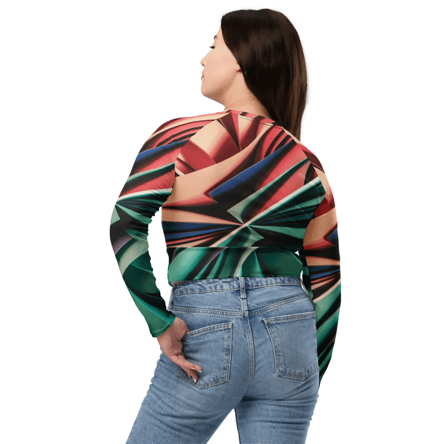 Abstract Geometric Women's Sports Crop Top in Vibrant Colors (2XS-6XL) product image (8)