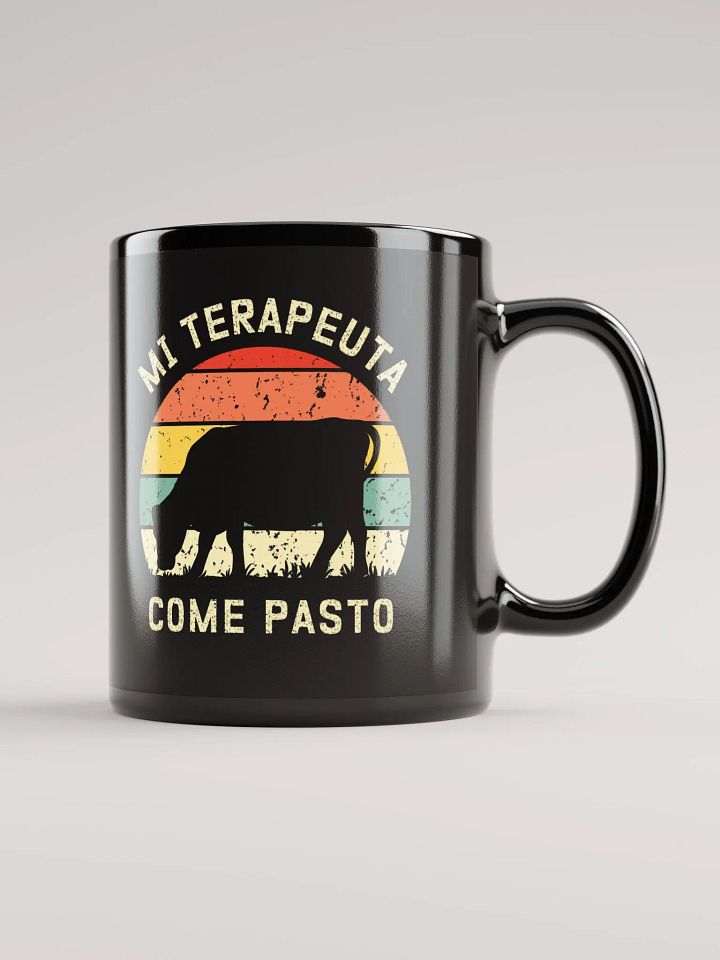 "Mi terapeuta come pasto-Vaca" Mug negro product image (1)