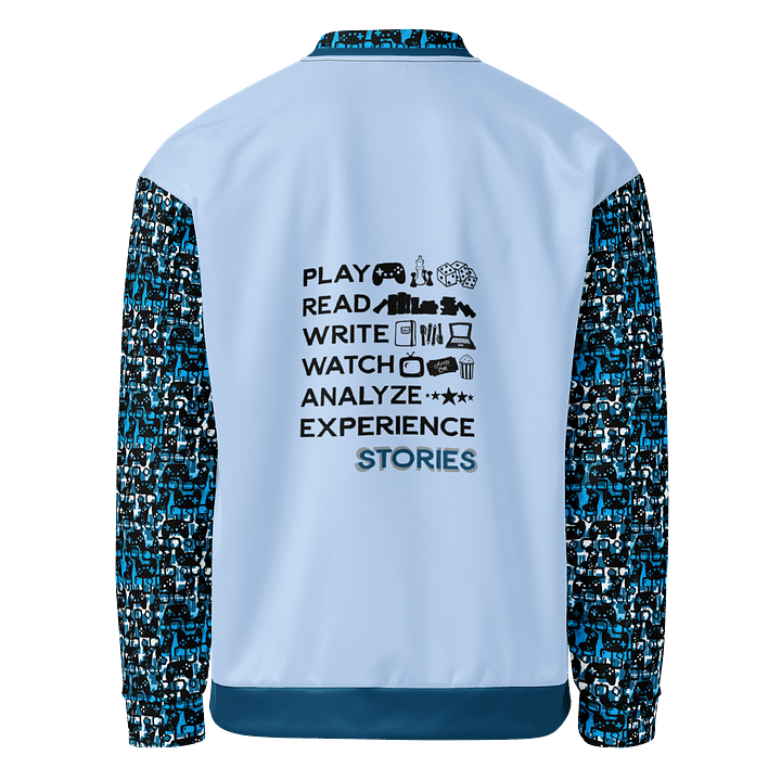 Experience Stories Unisex Bomber Jacket (Blue, Pale Blue, and Black) product image (1)