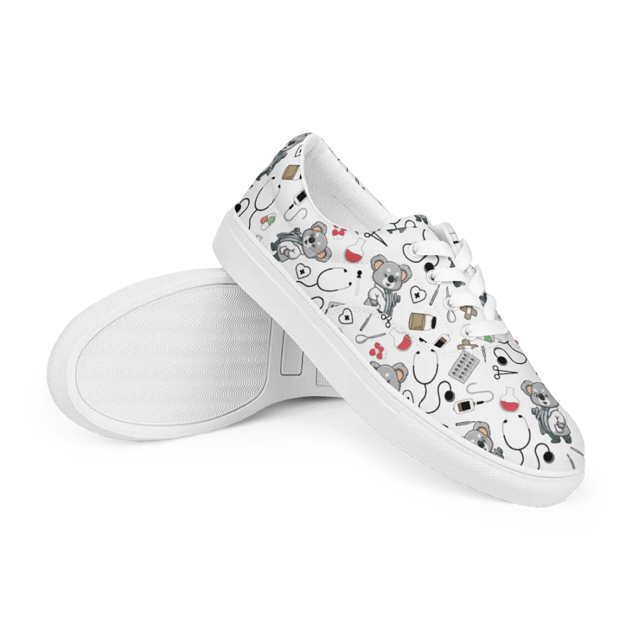 Cute Medical Koala Lace-up Canvas Shoes (White) product image (7)