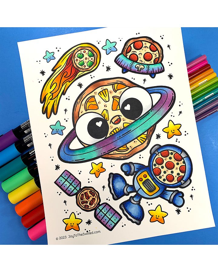 Pizza In Space Coloring Page product image (2)