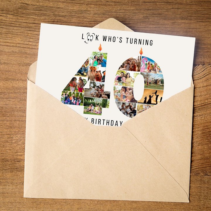 40th Birthday Number Photo Card Canva Template product image (2)