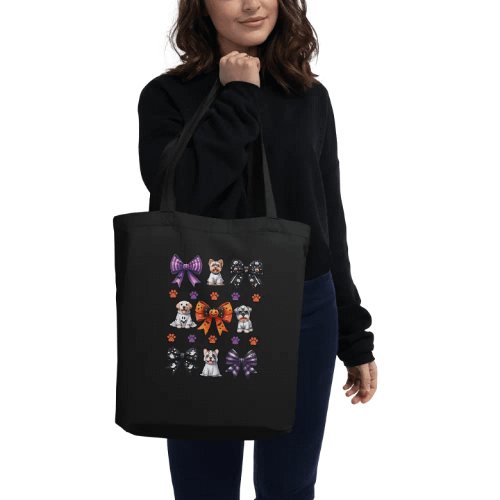 Cute Halloween Dog Ghosts and Bows Tote Bag Design4 product image (2)