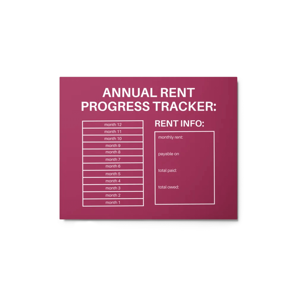 ANNUAL RENT TRACKER (white design 5) product image (1)