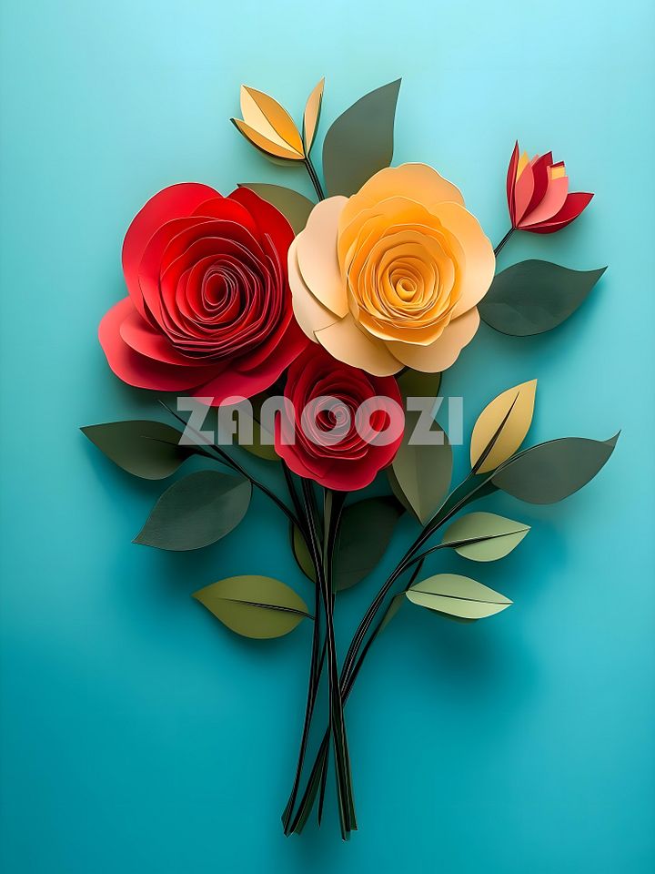 Paper Cut Rose Bouquet – Modern Floral Artwork product image (1)