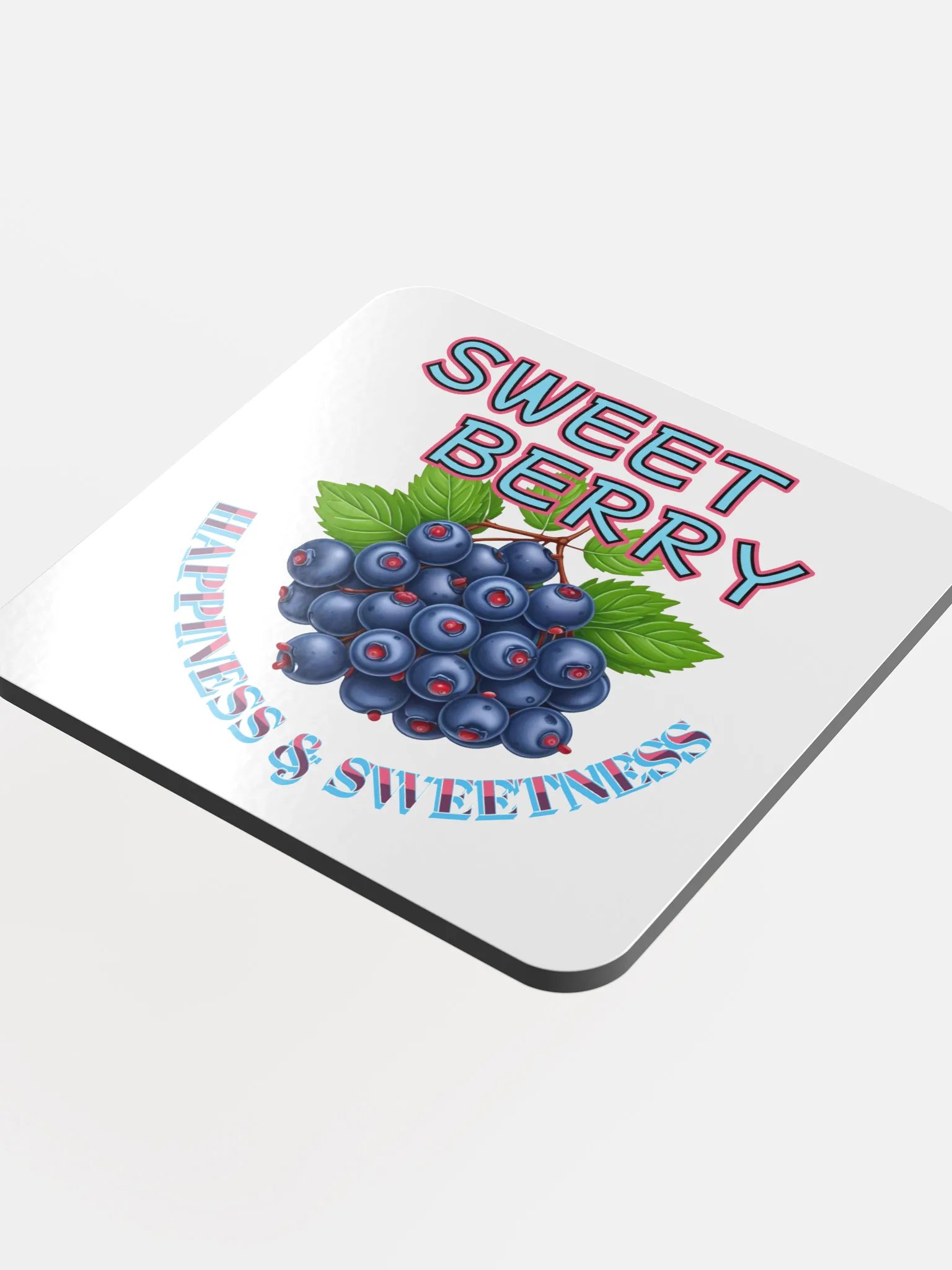 Sweet Berry Happiness And Sweetness Funky Glossed Cork Coaster product image (1)