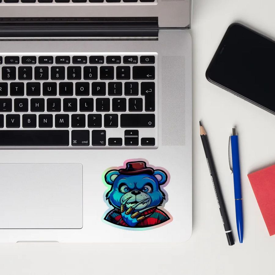 Sly Blue Bear Holographic Sticker Sheet product image (12)