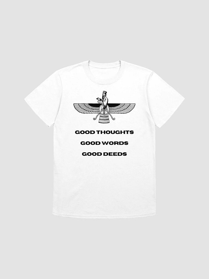 Faravahar Persian Design T Shirt Good Thoughts Good Words Good Deeds product image (1)
